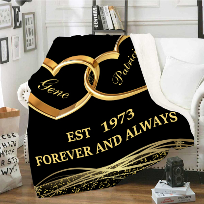 Personalised Couple Blanket Customised 2 Names & Date Blanket Heart Valentine's Day Anniversary Gift for Couples-Jessemade AU