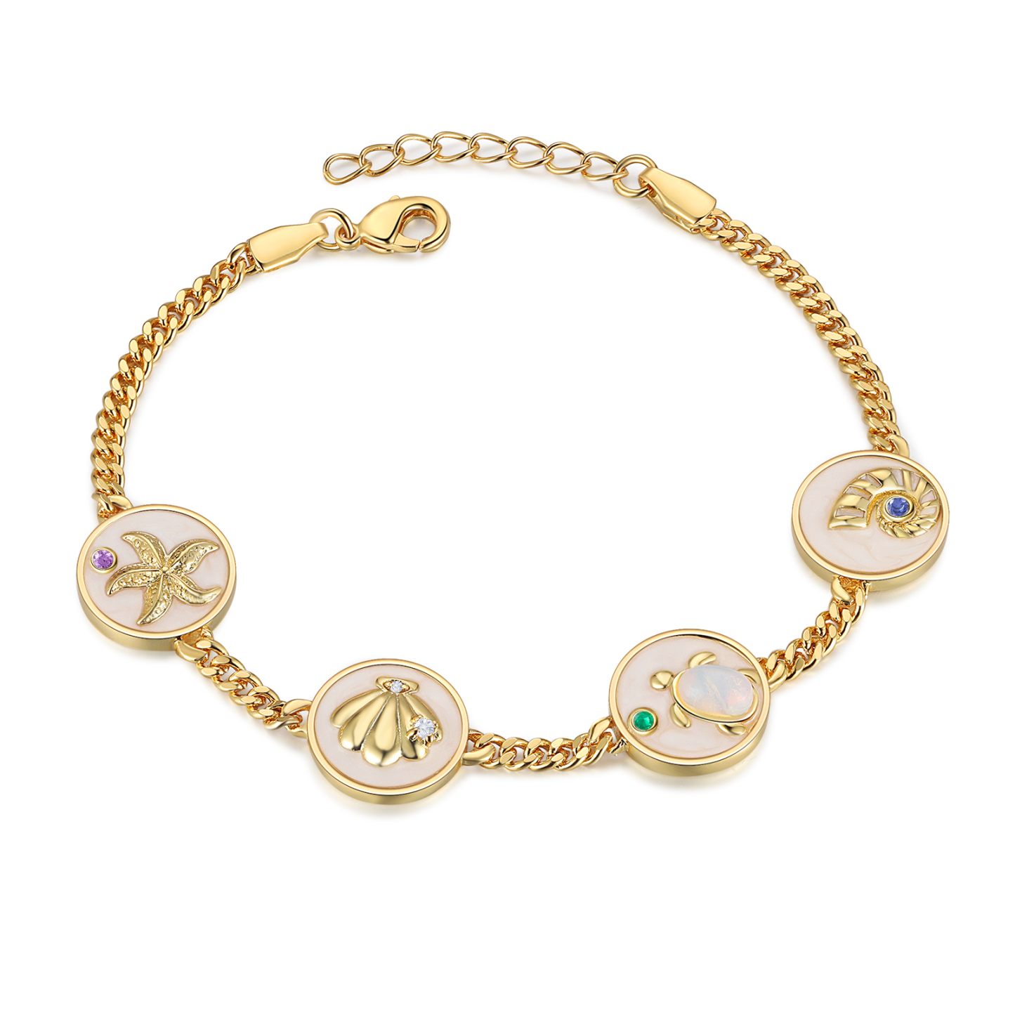 Personalised Women's Bracelet Customised 2-5 Names & Birthstones Bracelet Ocean Element Gift for Her-Jessemade AU