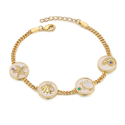 Personalised Women's Bracelet Customised 2-5 Names & Birthstones Bracelet Ocean Element Gift for Her-Jessemade AU