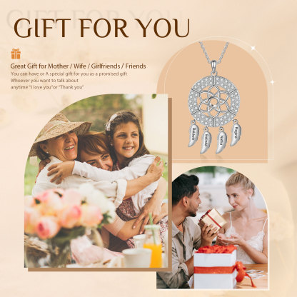 Personalised Dream Catcher Necklace Custom 4 Names Necklace Gifts For Her-Jessemade AU
