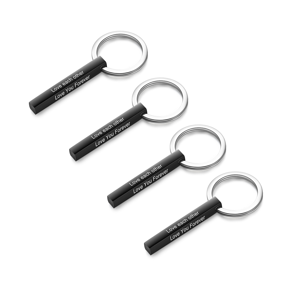 Personalised Stainless Steel Keychain Customised 4 Texts Keyring Gift for Him/Her-Jessemade AU