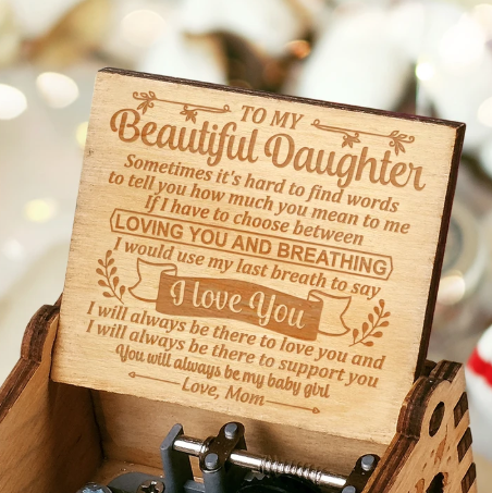 To My Daughter-Exquisite Wooden Music Box From Mom To Daughter-Jessemade AU