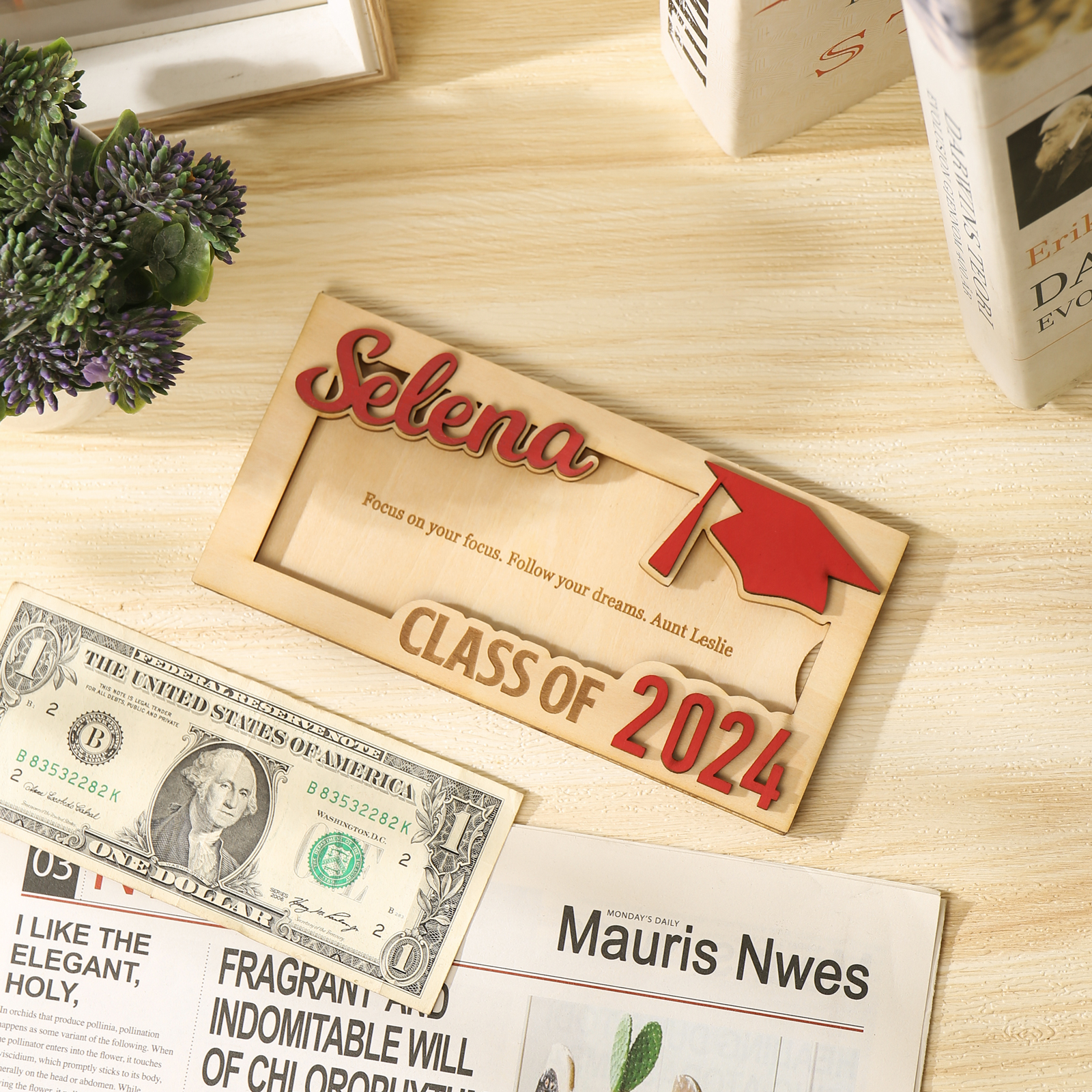 Class of 2024 Personalised Graduation Cash Clip Custom Name & Text Cash Box Creative Gifts for Her/Him-Jessemade AU