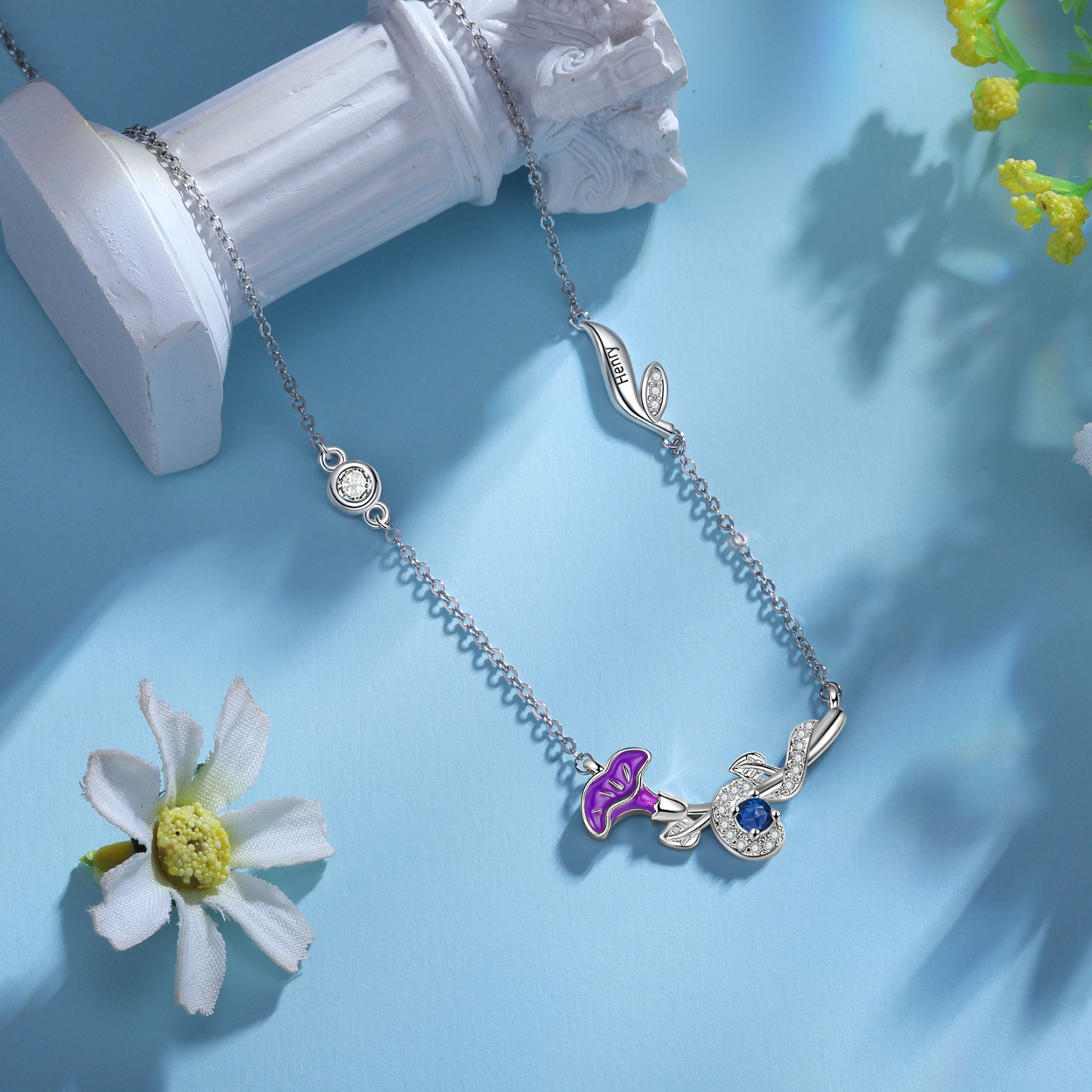 Personalised September Birthflower Necklace With Birthstone Best Gift For Her-Jessemade AU