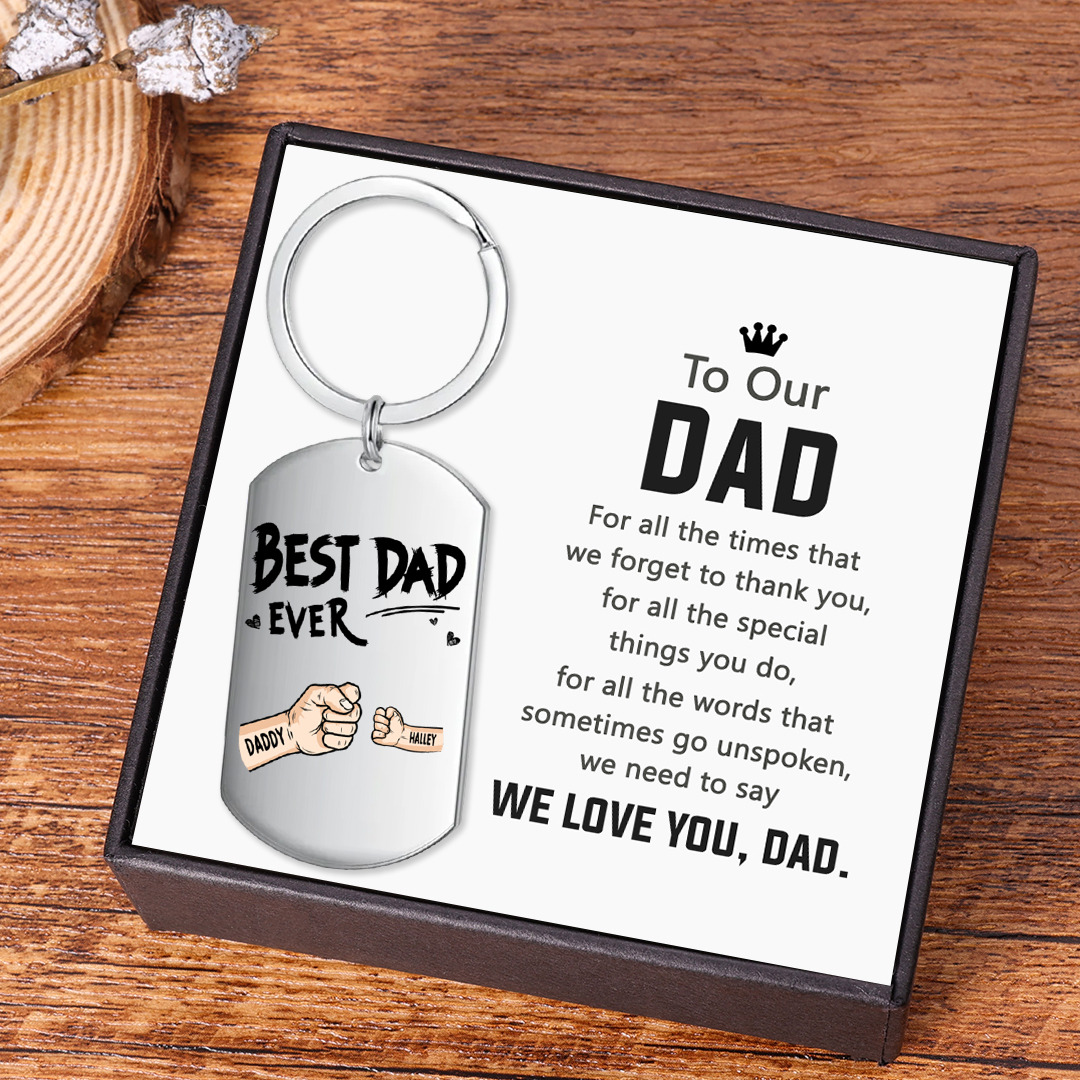 Personalised 2 Names Keychain Custom Fist Bump Keychain Father's Day Gift Best Dad Ever-Jessemade AU