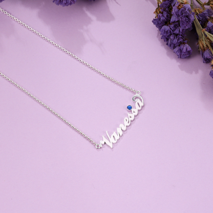 Custom Birthstone Name Necklace-Jessemade AU