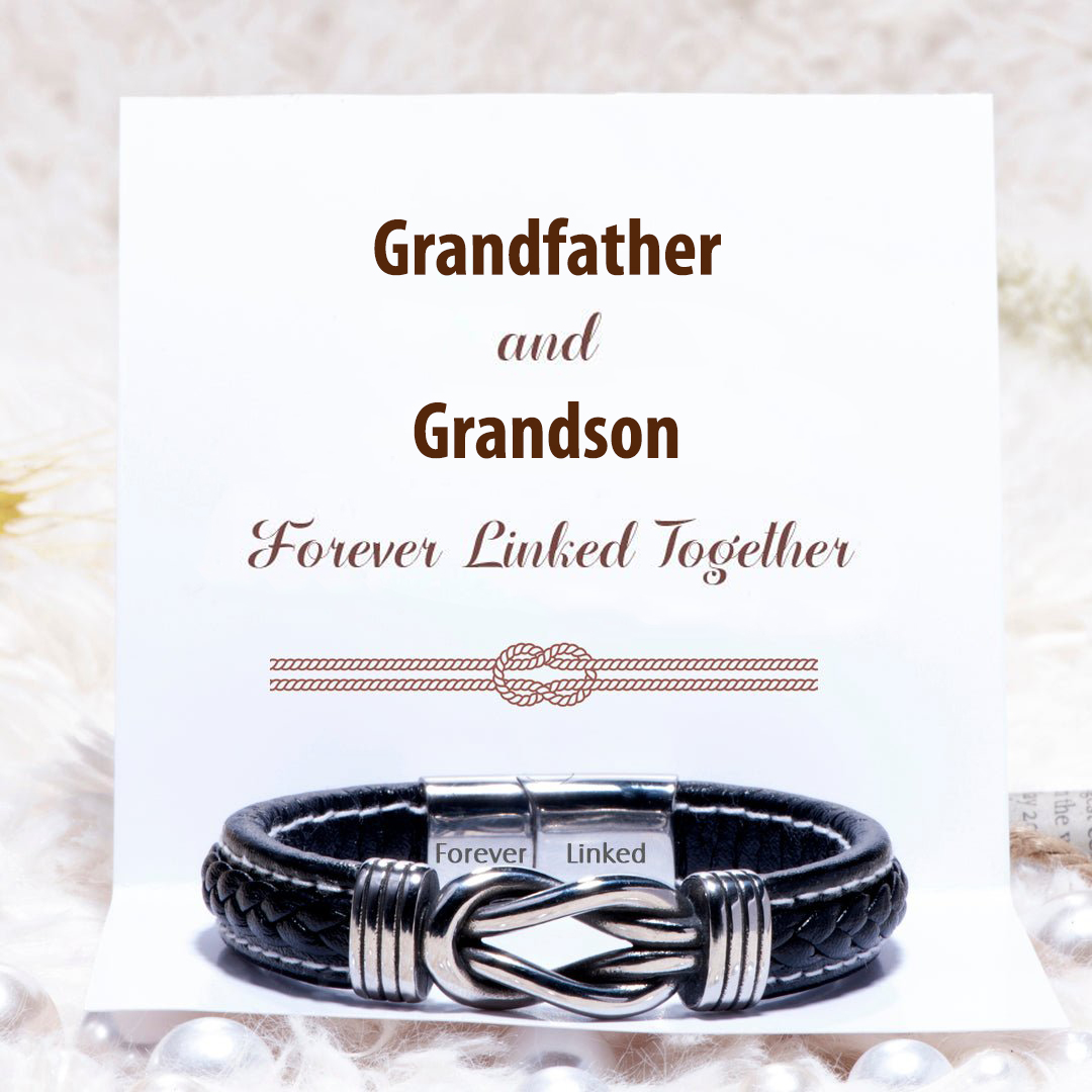 To My Grandson Leather Knot Bracelet "Forever Linked Together" Inspirational Gifts For grandson-Jessemade AU