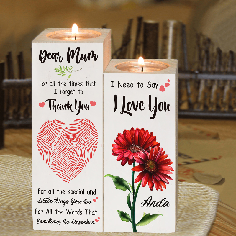 Dear Mum Candle Holder Custom Name Wooden Candlestick - For All The Times That I Forget To Thank You-Jessemade AU