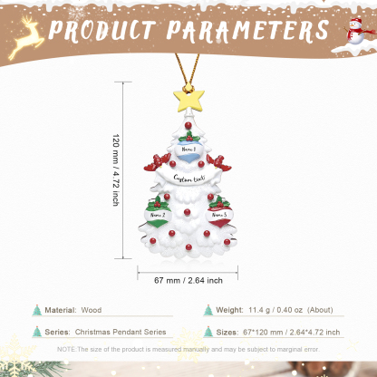 3 Names - Personalised Christmas Tree Ornament Customised Name & Text Wooden Hanging Ornaments Christmas Gift for Family-Jessemade AU