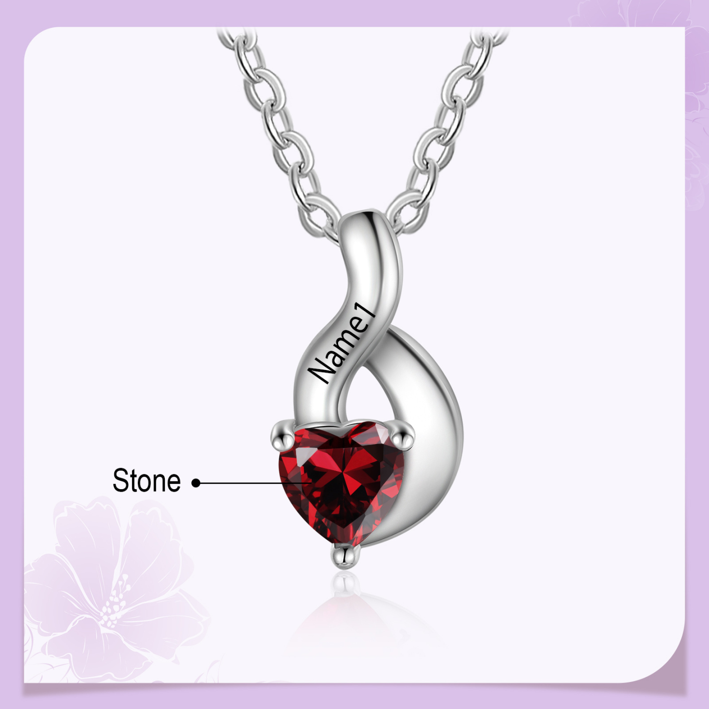 1 Name - Personalised Pendant Necklace Customised Names & Birthstones Necklace Birthday Gift for Women Girls-Jessemade AU