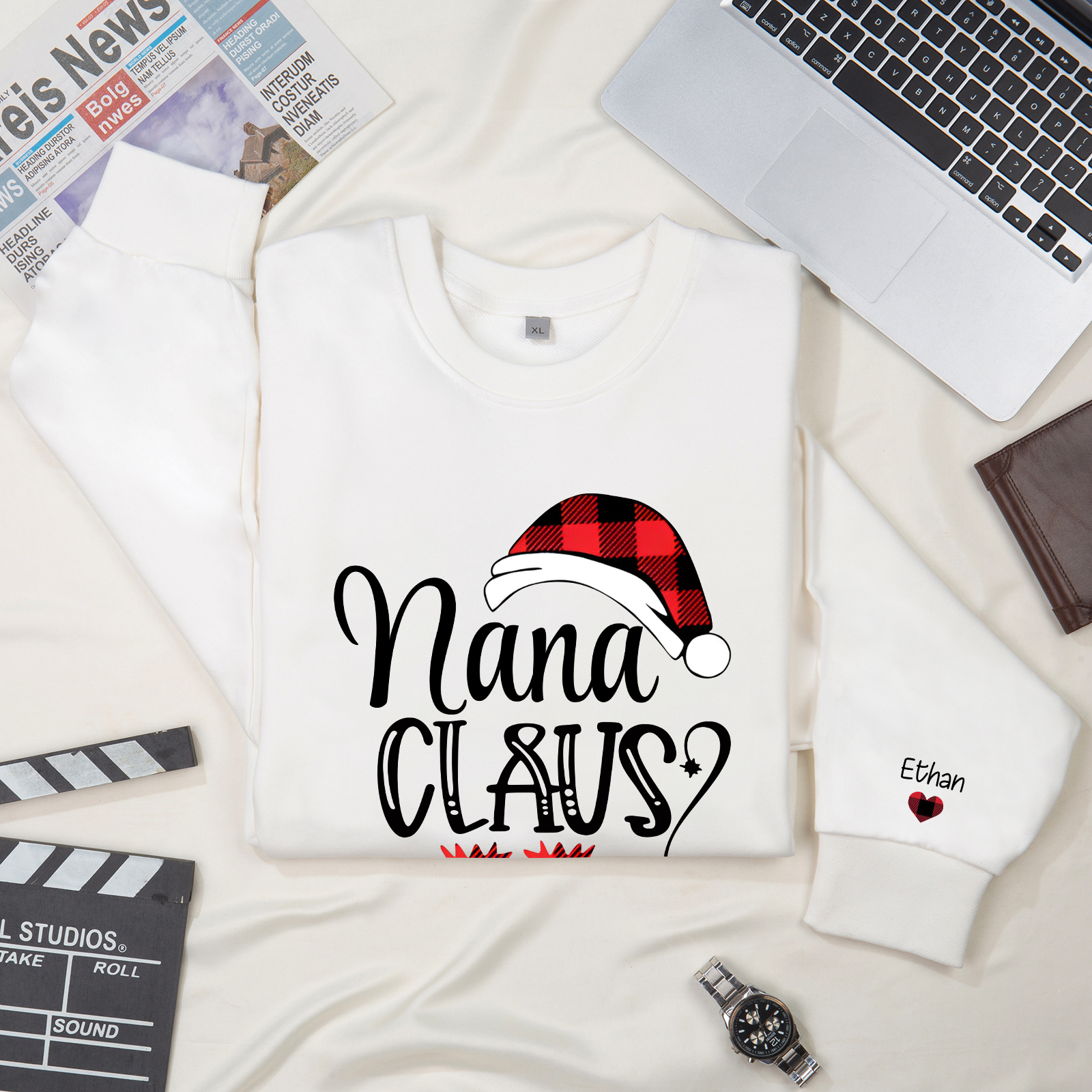 1 Name - Personalised Christmas Sweatshirt Custom Name & Text Sweatshirt Nana Claus Sweatshirt Gift for Family -Jessemade AU