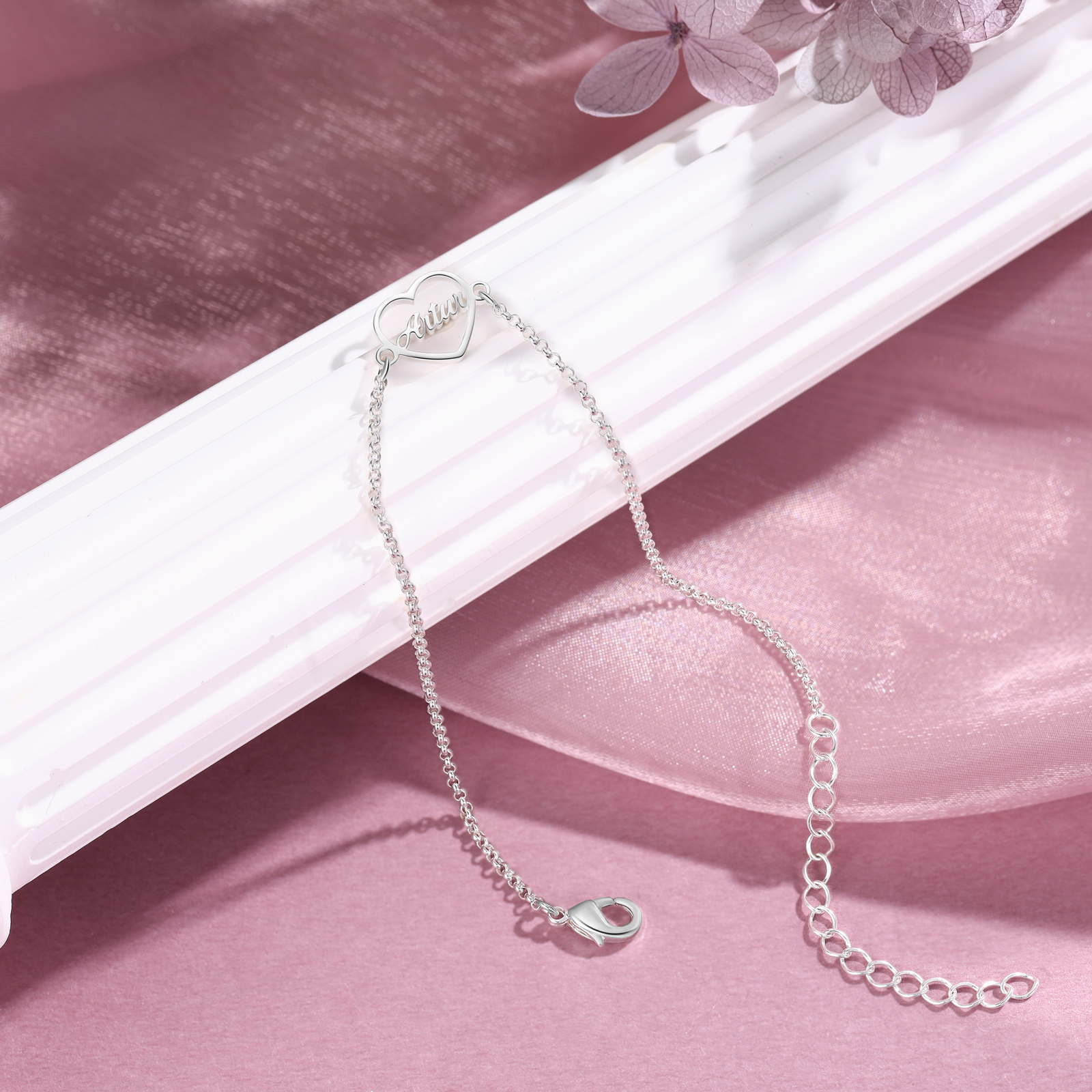 1 Name - Personalised Heart Bracelet Custom Name Bracelets Birthday Valentine's Day Gift For Her-Jessemade AU