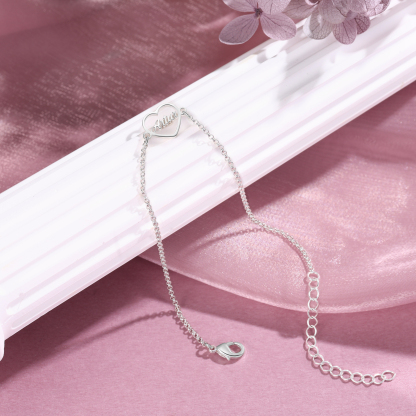1 Name - Personalised Heart Bracelet Custom Name Bracelets Birthday Valentine's Day Gift For Her-Jessemade AU