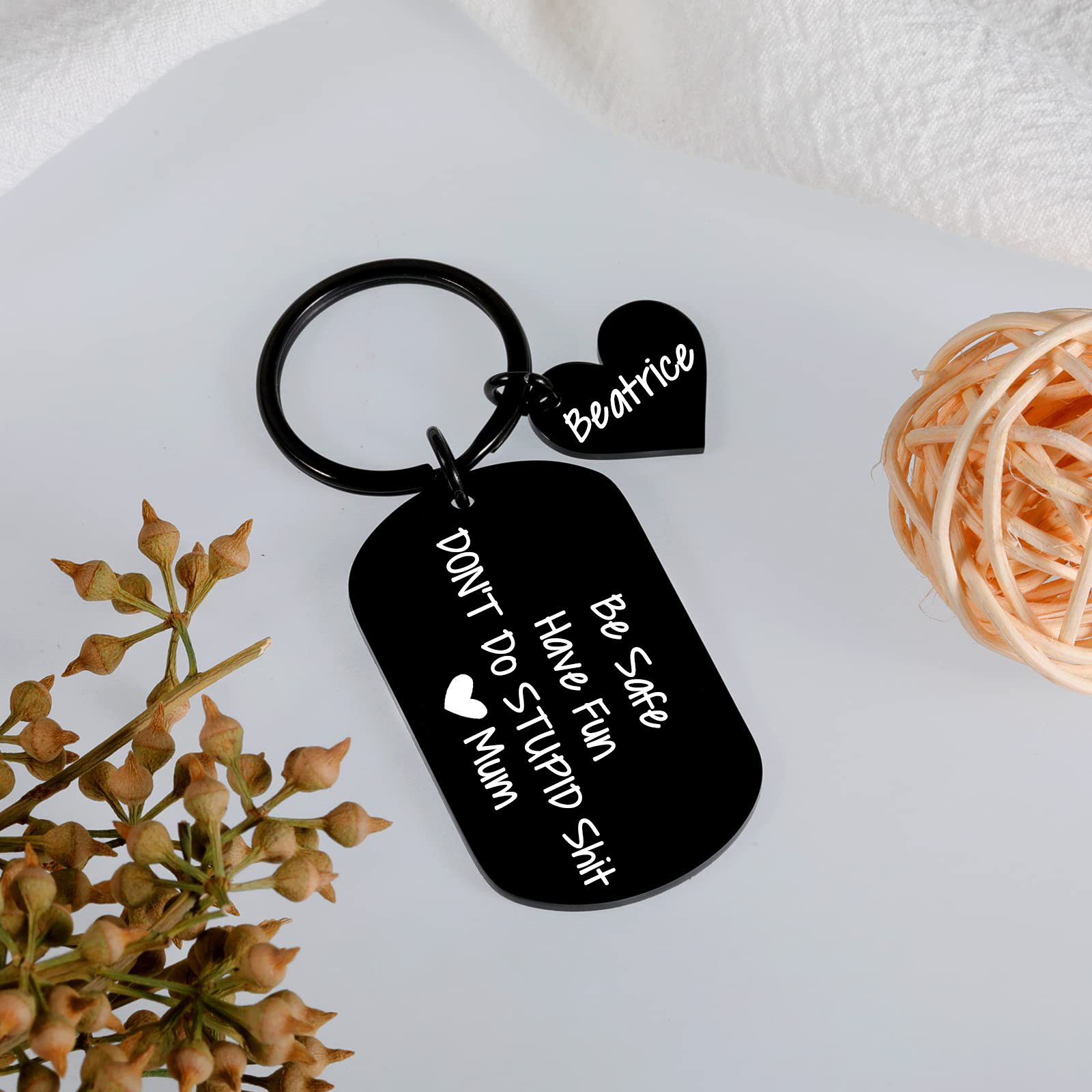 Don't Do Stupid Funny Keychain Custom Name Keyring Be Safe Have Fun Keychain Christmas Gift For Kids-Jessemade AU