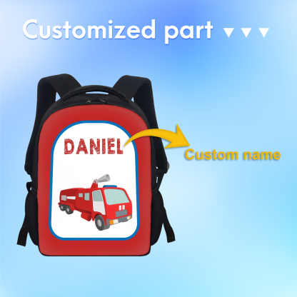 Custom Name Schoolbag Red Rescue Vehicle Backpack Personalised School Bag for Kids-Jessemade AU