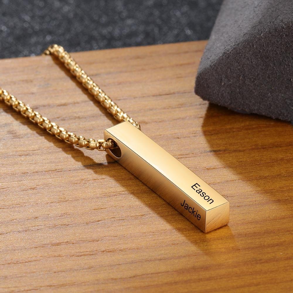 Personalised 3D Bar Necklace 4 Side Vertical Bar Necklace For Her-Jessemade AU