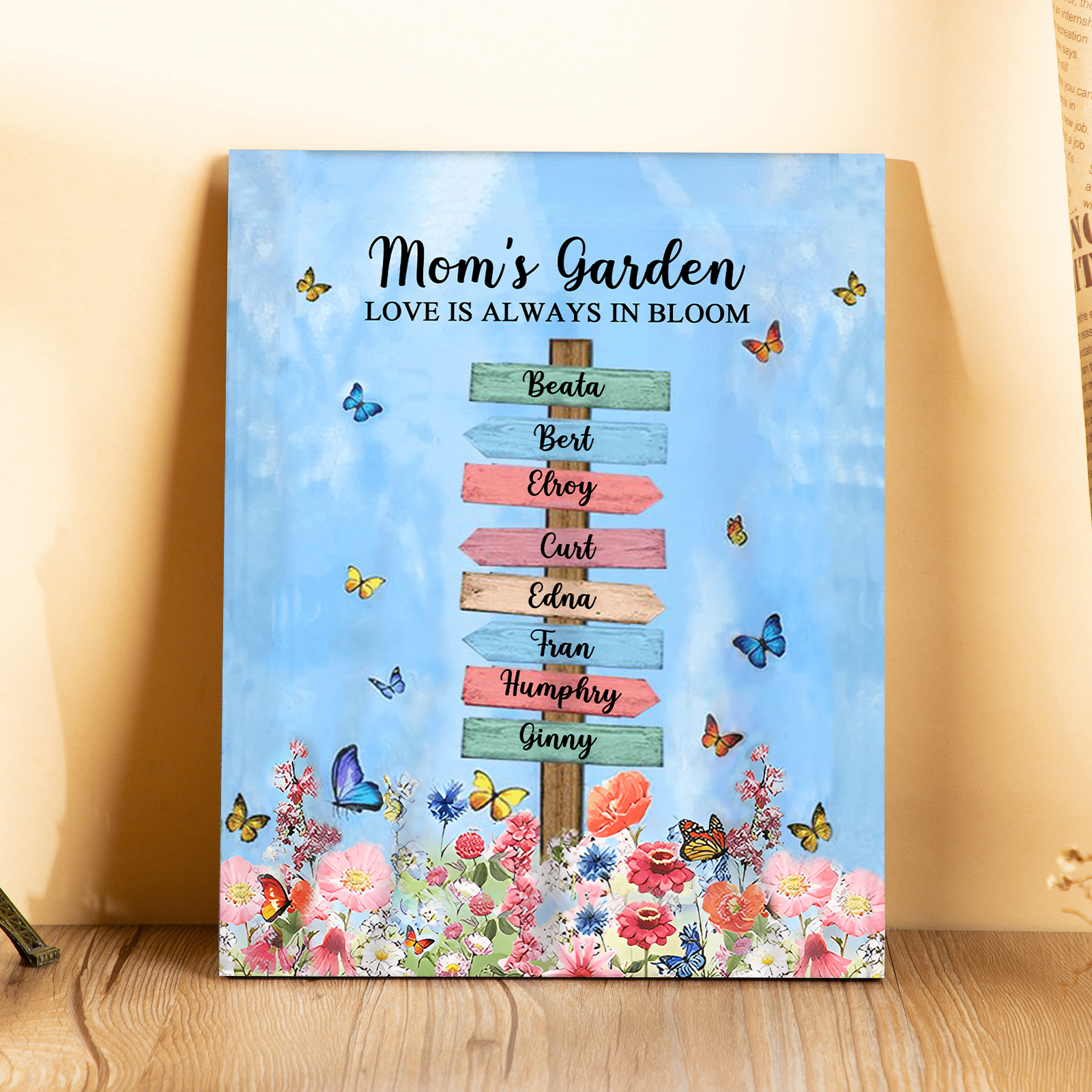 8 Names - Personalised Wooden Plaque Garden Custom Text Home Decoration Gift for Mother/Grandma-Jessemade AU