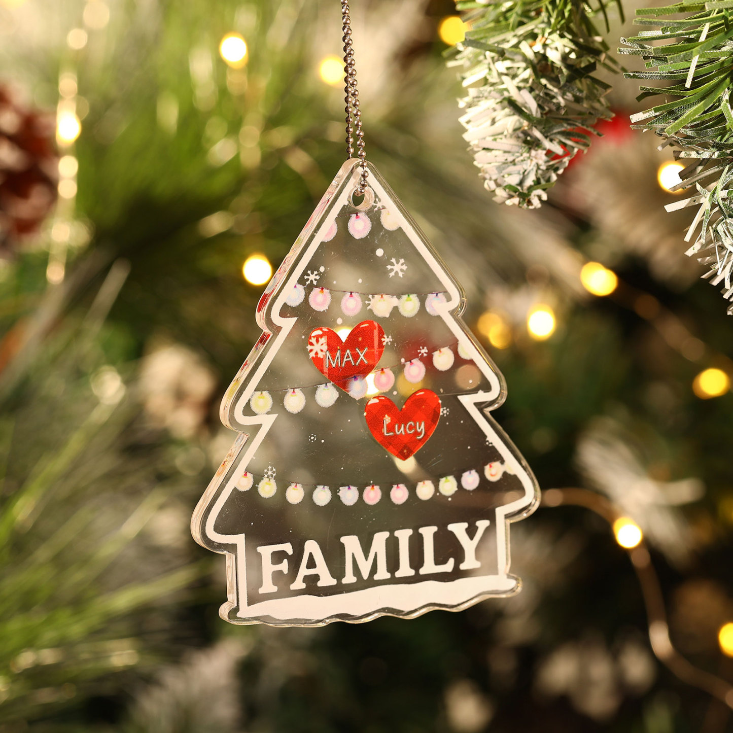 2 Names - Personalised Acrylic Christmas Ornaments Customised Text & Name Xmas Pendant Gifts for Family Friends-Jessemade AU