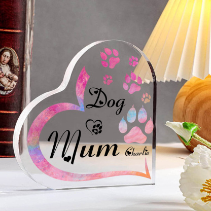 Personalised Acrylic Heart Keepsake Custom 1 Name Dog Footprints Ornaments Gifts for Mum-Jessemade AU
