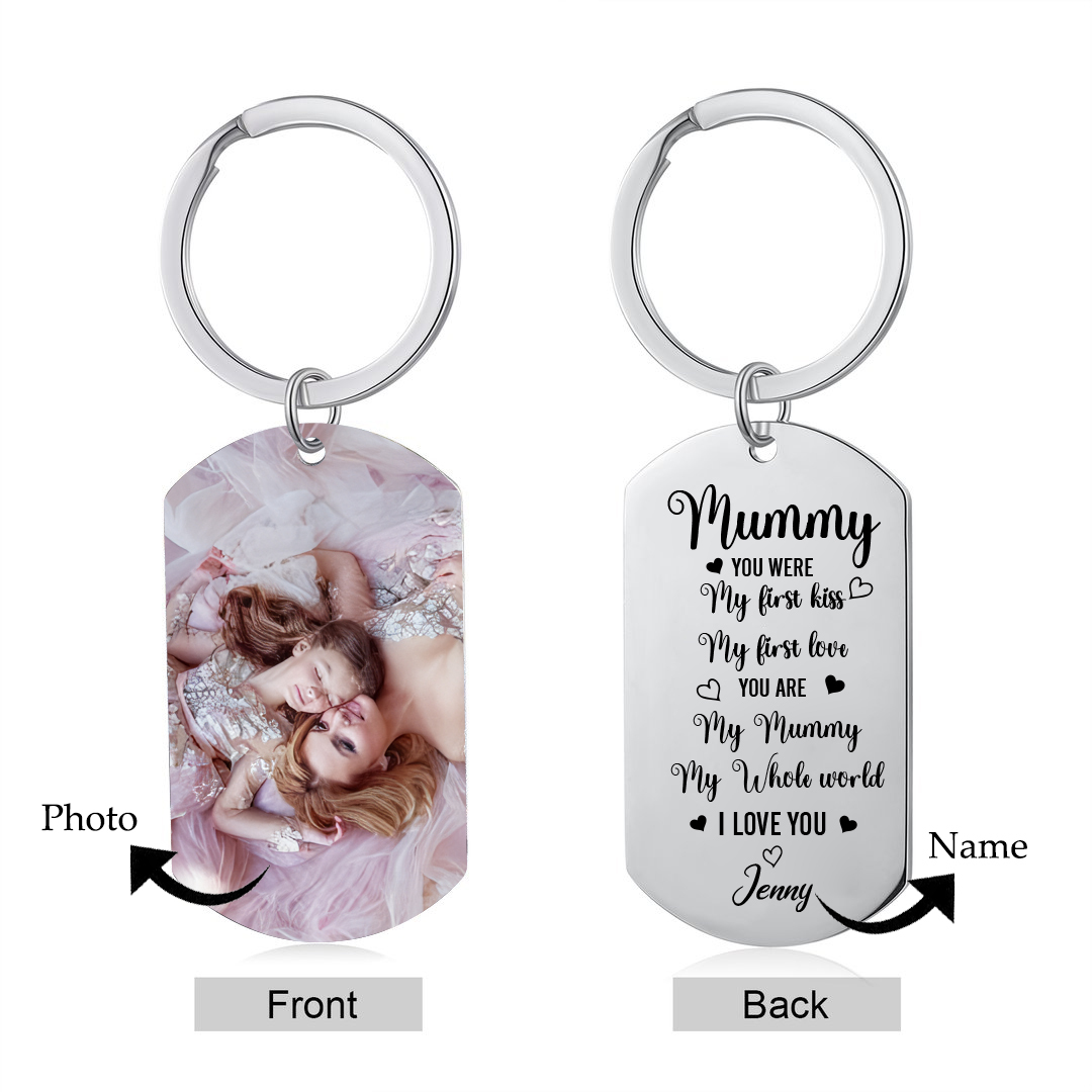 Personalised Photo & Name Keychain Gifts for Mommy/Mummy - You Are My First Kiss, My First Love, My Whole World-Jessemade AU