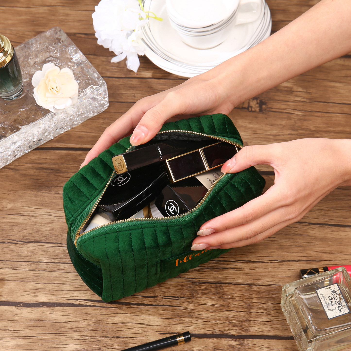 Personalised Name Cosmetic Bag Zipper Makeup Bag Jewelry Storage Bag Gifts for Her-Jessemade AU