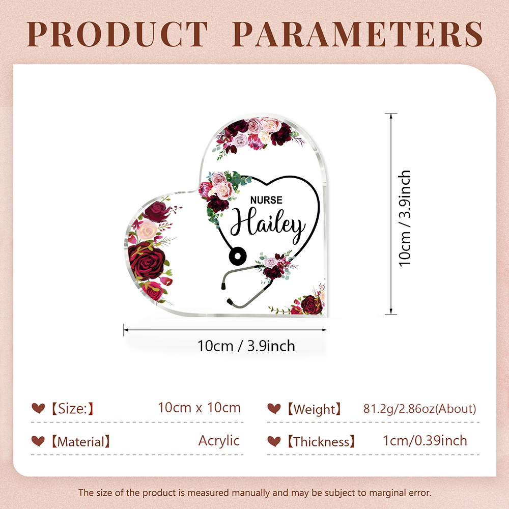 Personalised Acrylic Heart Keepsake, Custom Name Stethoscope Ornaments Gifts for Nurse-Jessemade AU