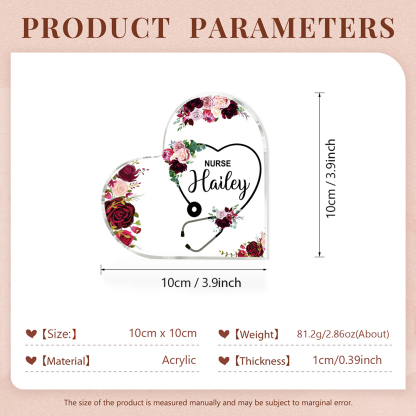 Personalised Acrylic Heart Keepsake, Custom Name Stethoscope Ornaments Gifts for Nurse-Jessemade AU