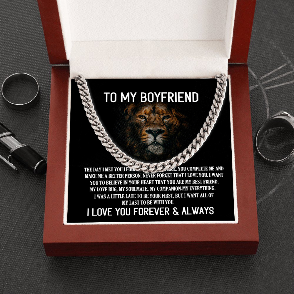 To My Boyfriend Cuban Link Chain Necklace Promise Necklace Gift Set - I Love You Forever & Always-Jessemade AU