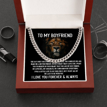To My Boyfriend Cuban Link Chain Necklace Promise Necklace Gift Set - I Love You Forever & Always-Jessemade AU