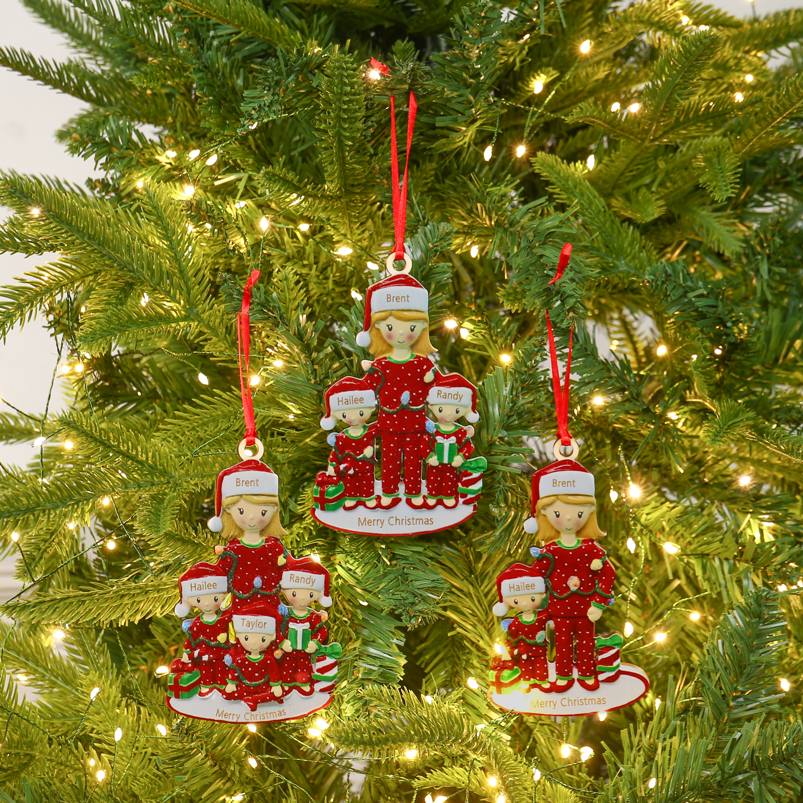 2 Names - Parent Single Mom with 1 Kid Family Christmas Ornament Custom Name & Text Wooden Hanging Ornaments Personalised Gift -Jessemade AU