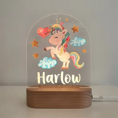 Personalised Rainbow Unicorn Night Light Custom Name LED Lamp Baby Gift for Kids-Jessemade AU