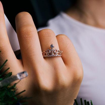 Rose Gold Crown Promise Rings Gifts For Her-Jessemade AU