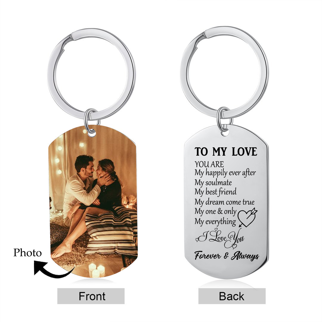 To My Love/Man Couple Keychain Customised Photo Stainless Steel Keyring Valentine's Day Gift for Couples-Jessemade AU