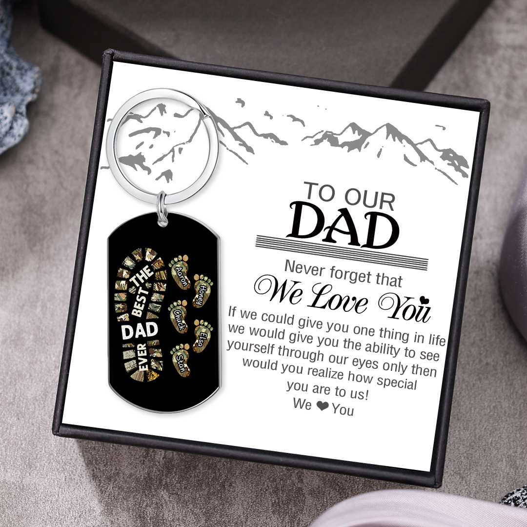 Personalised 6 Names Keychain Custom Dad Shoe Baby Feet Keychain Father's Day Gift for Dad-Jessemade AU