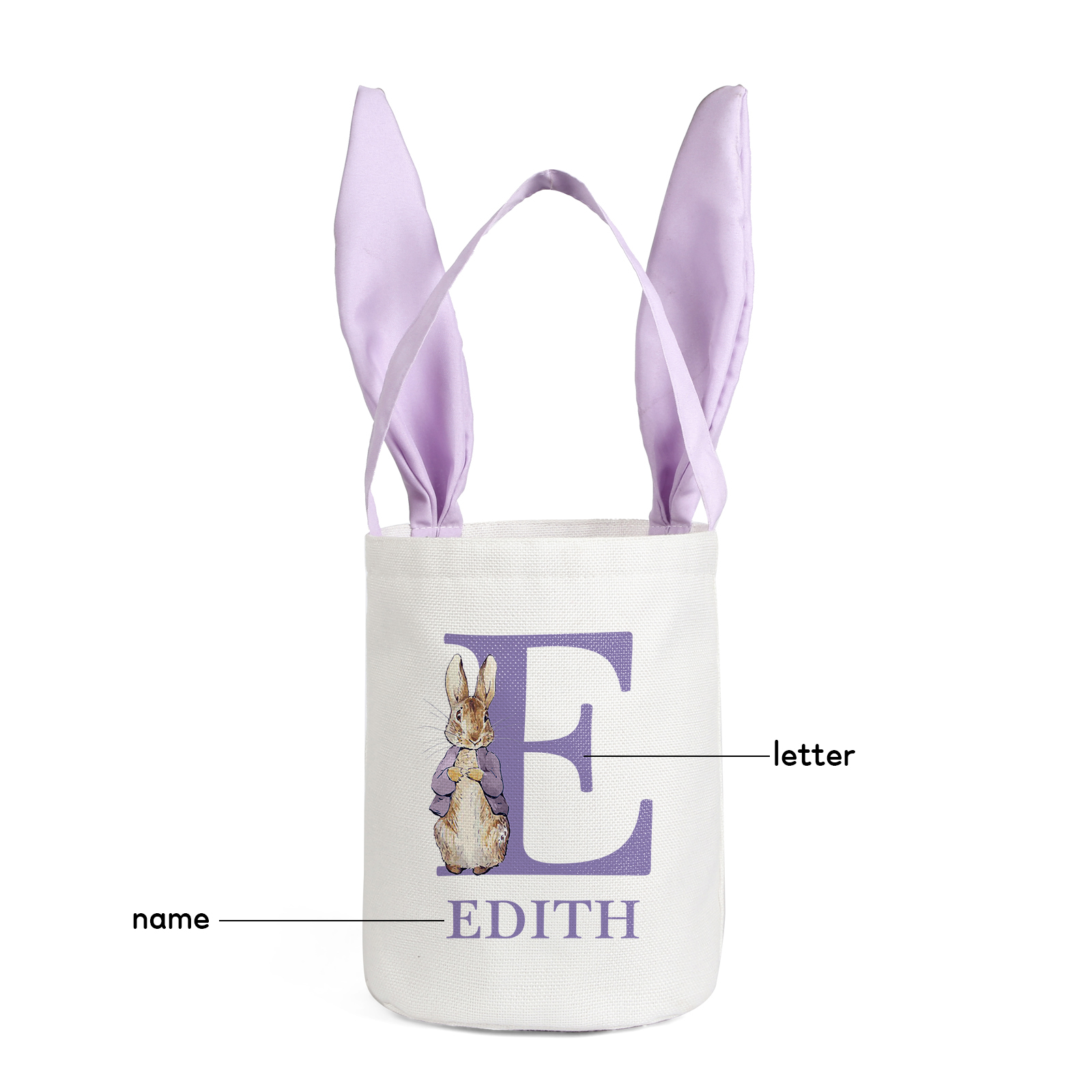 Easter Bunny Tote Bag Personalised Name & Letter Bucket Bag Bunny Basket Gifts For Kids-Jessemade AU