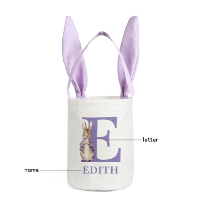 Easter Bunny Tote Bag Personalised Name & Letter Bucket Bag Bunny Basket Gifts For Kids-Jessemade AU