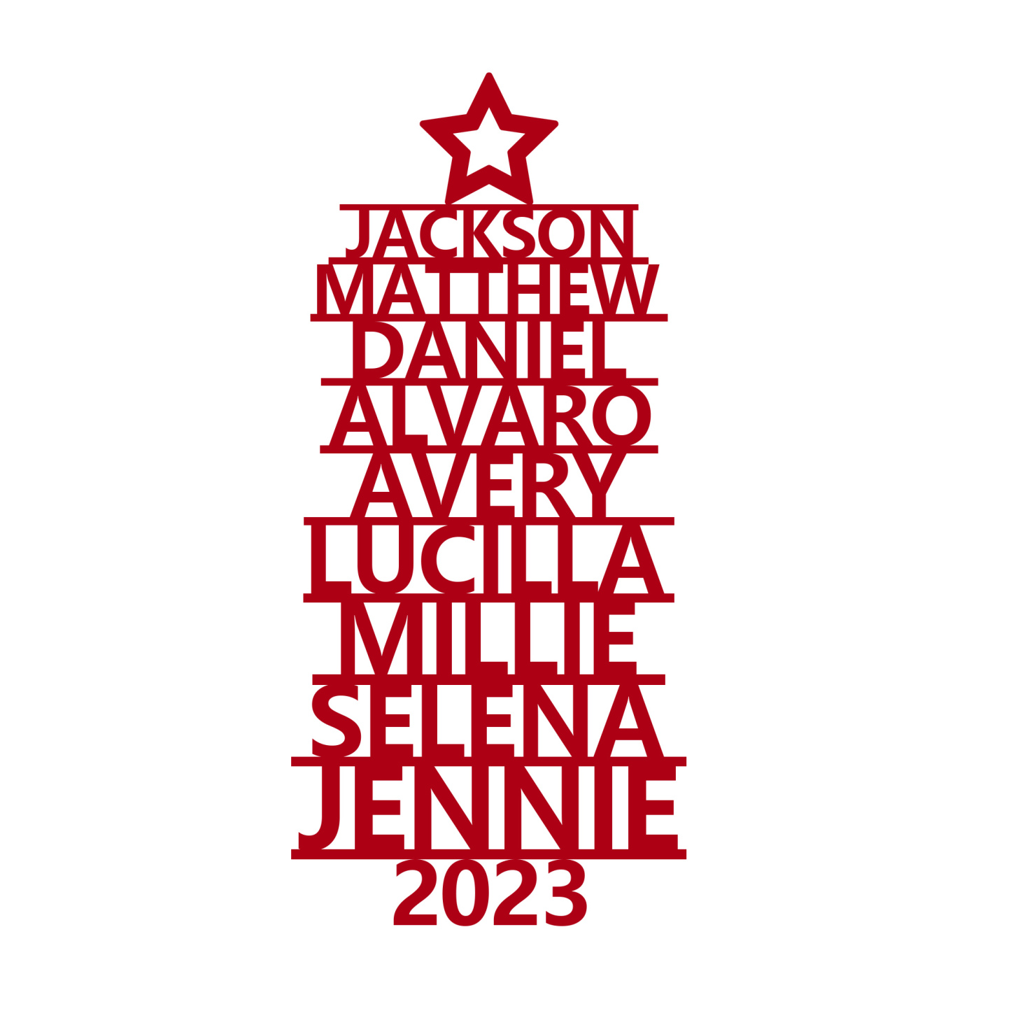 9 Names - Personalised Christmas Tree Ornaments Customised Name Xmas Wooden Decor Gifts for Family Friends-Jessemade AU