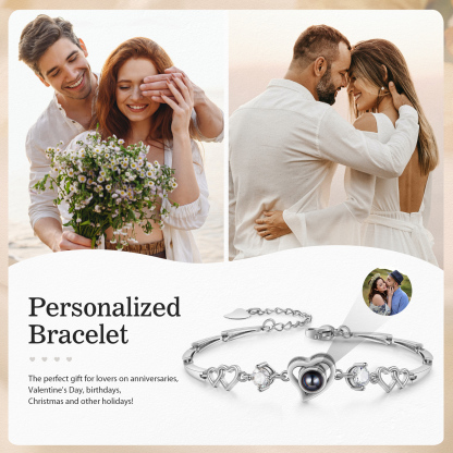 Personalised Projection Bracelet Custom Colourful Photo Bracelet Heart Adjustable Couple Bracelet Personalised Gift for Her-Jessemade AU