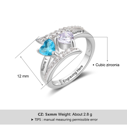Family Ring Promise Ring Personalised 2 Birthstones Ring With Names Gifts for Her-Jessemade AU