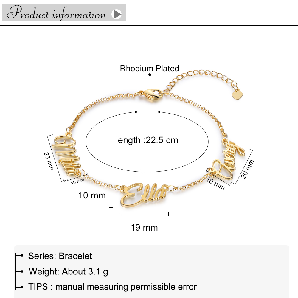 Personalised Bracelet Custom 3 Names Bracelet Gift For Women-Jessemade AU