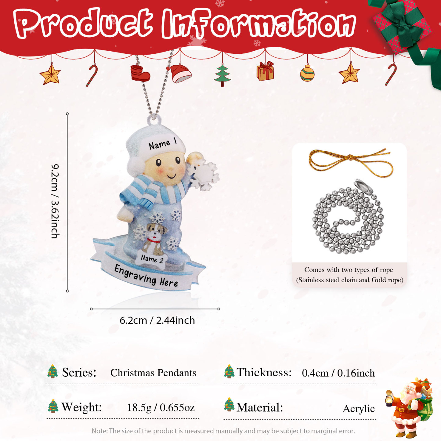 My First Christmas Personalised Acrylic Christmas Ornament Customised Name & Text Hanging Ornaments Pets Christmas Gift for Boys Girls Babies-Jessemade AU