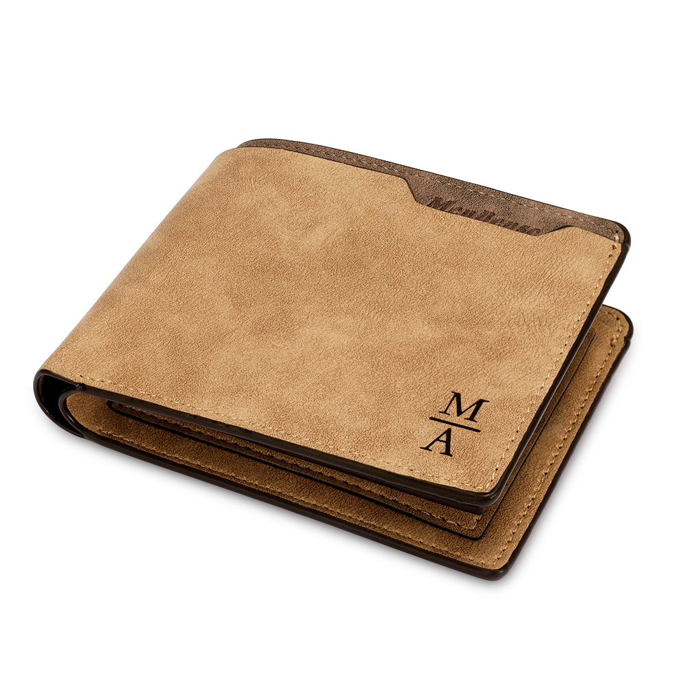 Personalised Leather Wallet Engraved Photo Short Purse Folding Wallet Gifts For Men-Jessemade AU