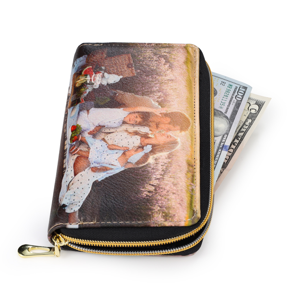 Personalised Photo Wallet Engraved Photo Long Purse Zip Wallet Gifts For Her-Jessemade AU