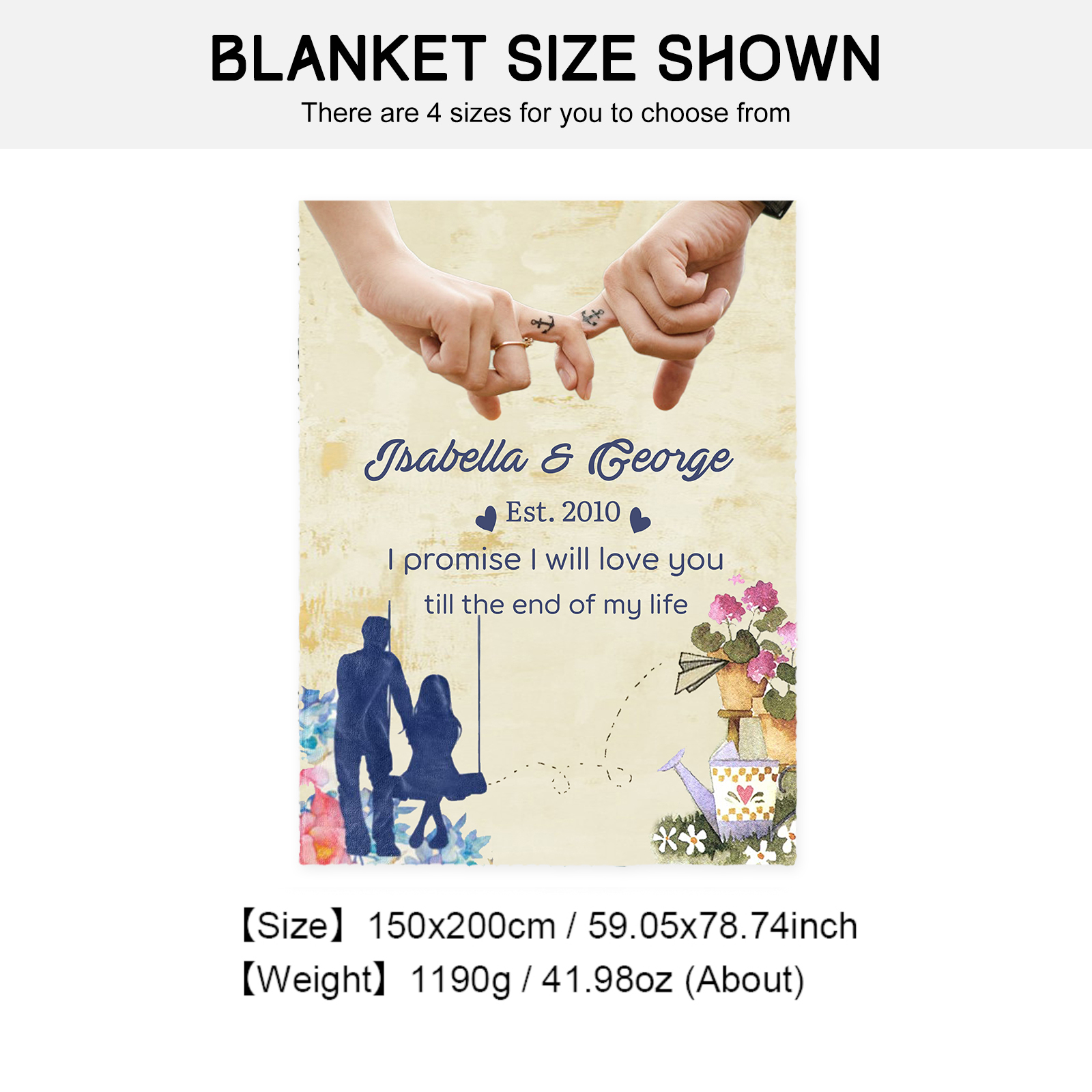 Personalised Couple Blanket Finger Gesture Promise Blanket-Jessemade AU