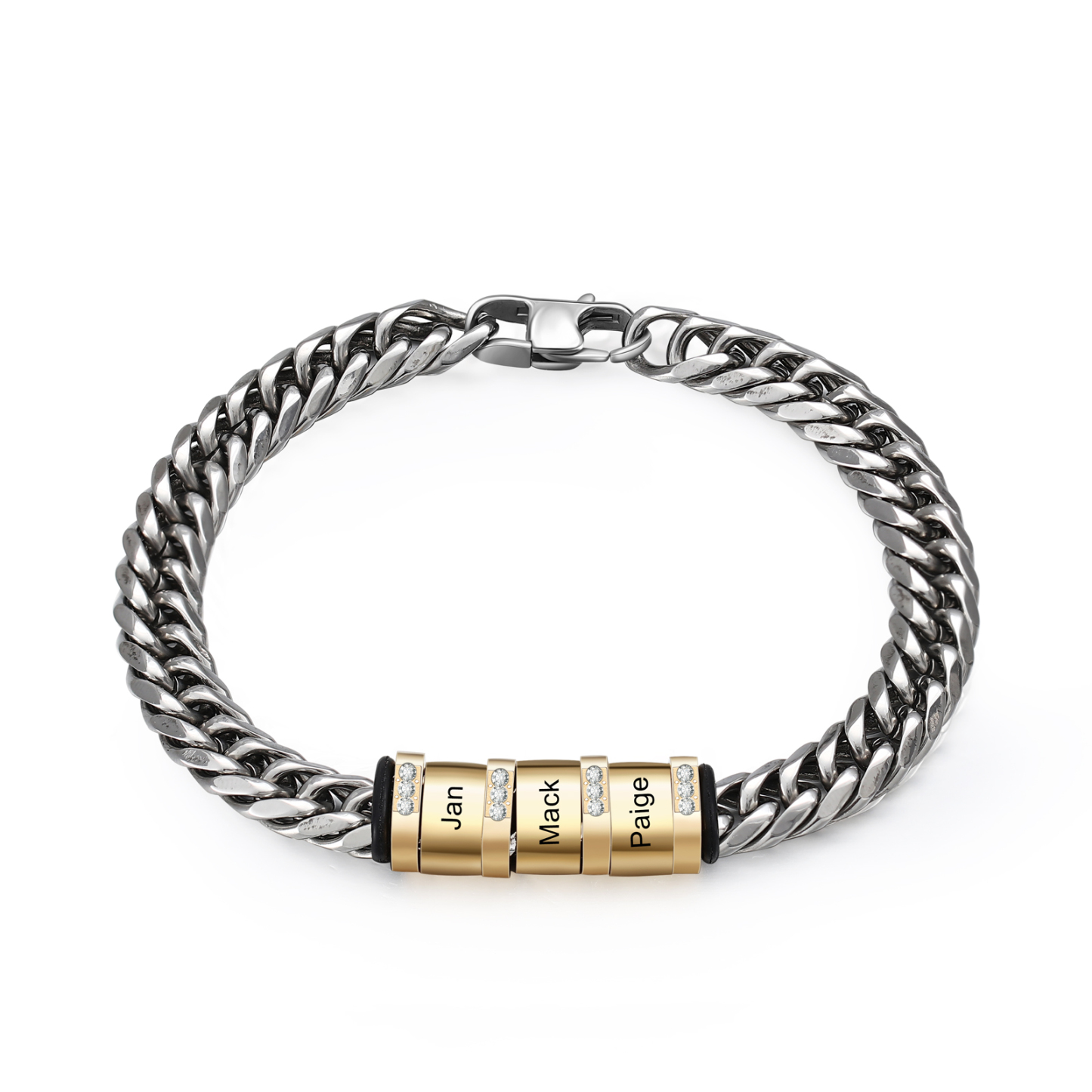 Personalised Cuban Chain Bracelet Customised Name Bracelet with 3 Beads-Jessemade AU