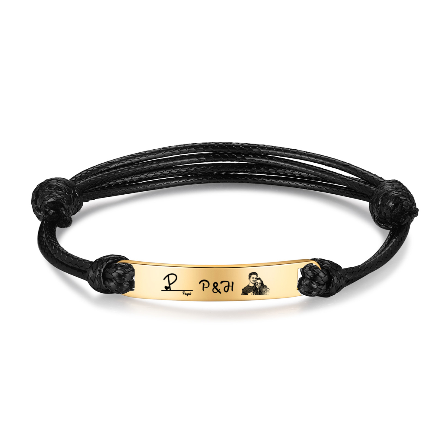 Personalised Couple Photo Bracelet Custom 3 Letters & Name Adjustable Bracelet Gifts for Loved One-Jessemade AU