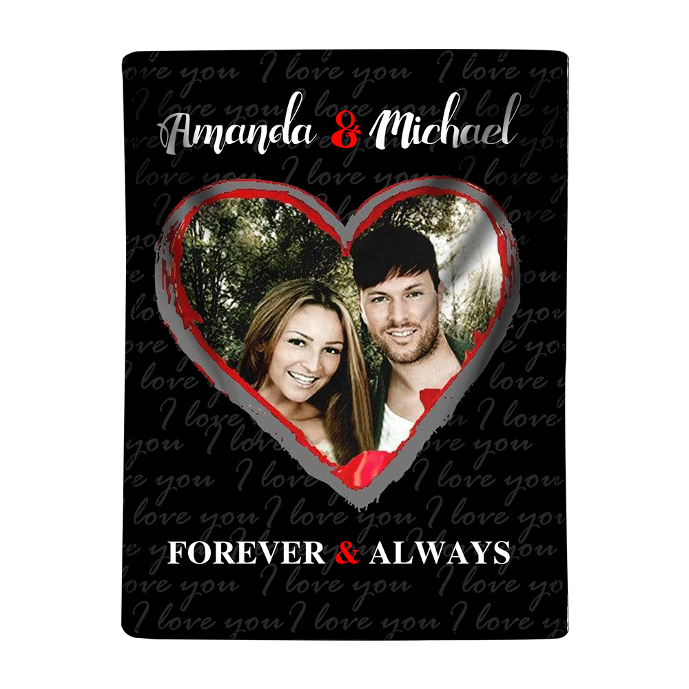 Personalised Couple Blanket Custom 2 Names  & Photo Blanket Valentine's Day Gift for Him/Her-Jessemade AU
