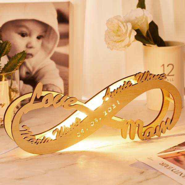 Custom Infinity You and Me Night Light Engraved 2 names Wood Lamp Home Decoration Gift-Jessemade AU
