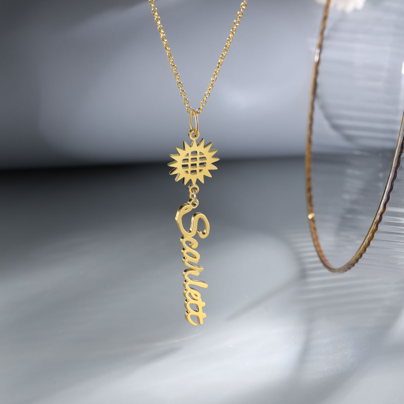 Mother's Day Gifts Personalised Sunflower Necklace Custom Name Necklace Gift for Her | Jessemade