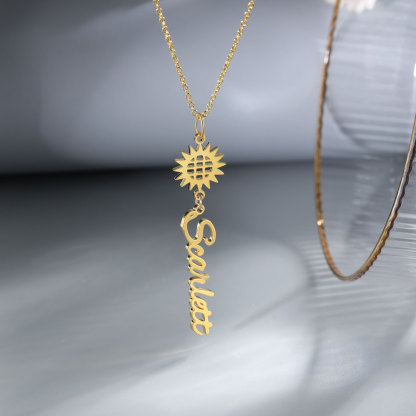 Mother's Day Gifts Personalised Sunflower Necklace Custom Name Necklace Gift for Her | Jessemade-Jessemade AU